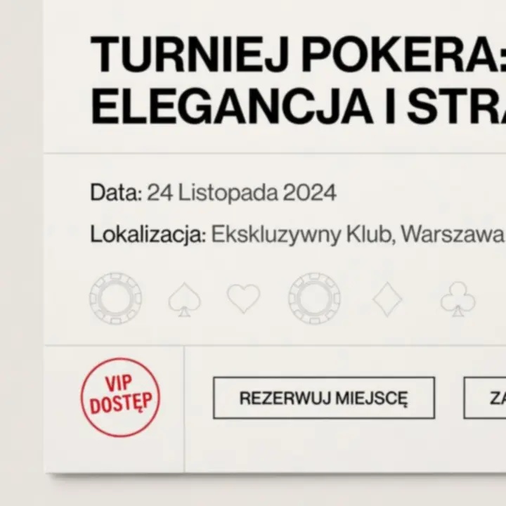 Minimalistyczna karta zaproszenia na wieczór pokerowy Velarivostra