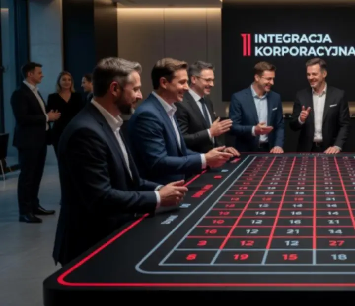 Ruletkowa atrakcja podczas eleganckiego firmowego wieczoru offline
